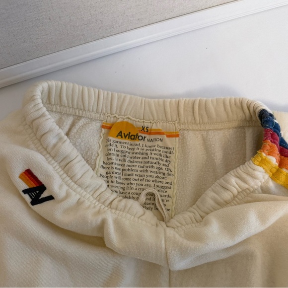 Aviator Nation Cream Joggers with Multicolor Stripe - Picture 4 of 9
